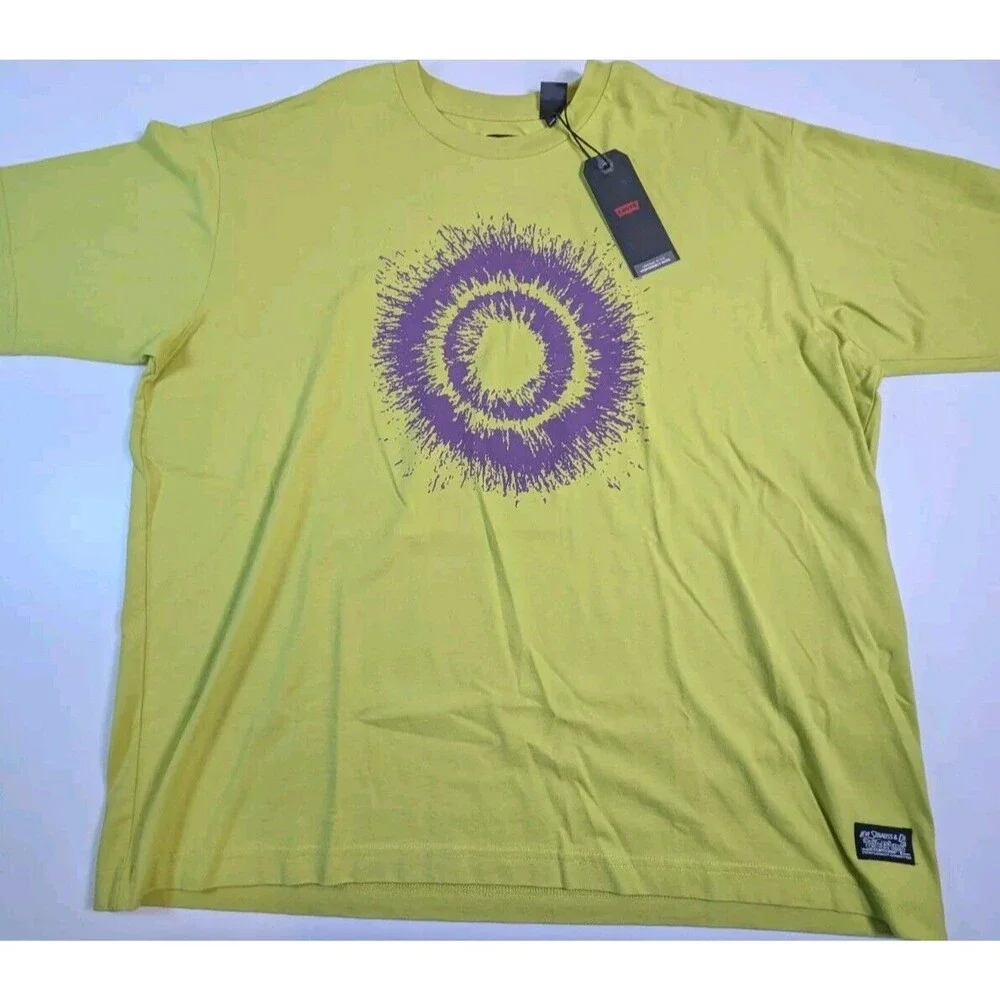 New Levis Mens Skate Relaxed Fit Graphic Boxy T-shirt L Black Hole Green Purple